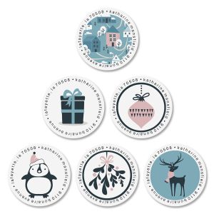 Wintery & White Round Address Labels (6 Designs)