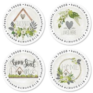 Home Sweet Home Round Address Labels (4 Designs)