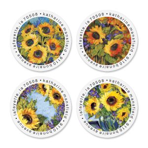 Gallery Sunflower Round Address Labels  (4 Designs)