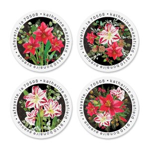 Amaryllis Round Address Labels (4 Designs)