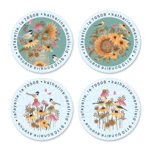 Autumn Florals Round Address Labels (4 Designs)