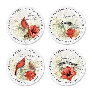 Cardinal Glow Round Address Labels (4 Designs)