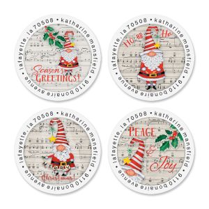 Santa's Music Round Address Labels (4 Designs)