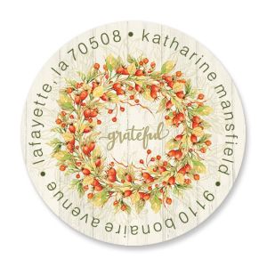 Berry Grateful Round Address Labels