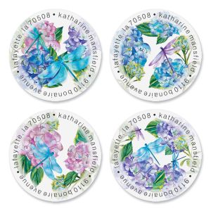 Dragonfly Flight Round Address Labels (4 Designs)