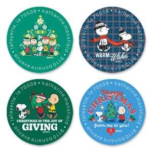 Holidays With PEANUTS® Round Return Address Labels (6 Designs)