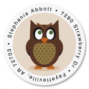 Owl Round Address Label