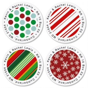 Gift Wrap Greetings Round Address Labels  (4 designs)