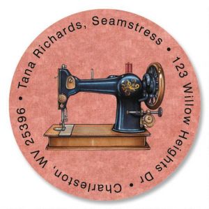 Love Of Sewing Round Address Label