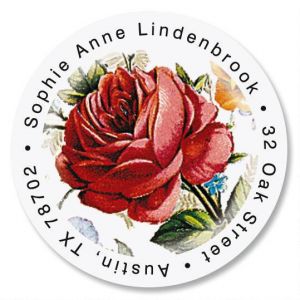 Victorian Roses Round Address Label