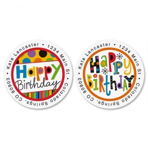 Happy B'Day Round Address Label  (2 designs)