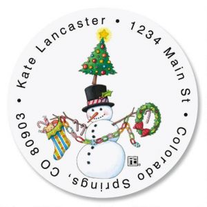 Christmas Circus Round Address Labels