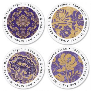 Frosty Lavender Round Address Labels  (4 Designs)