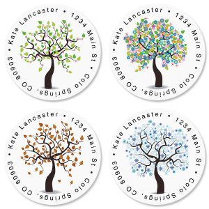 Seasons of Trees Round Address Labels  (4 Designs)