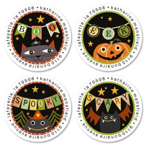 Boo Banners Round Address Labels (4 Designs)