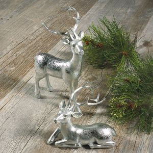 Silver Reindeer Figurines