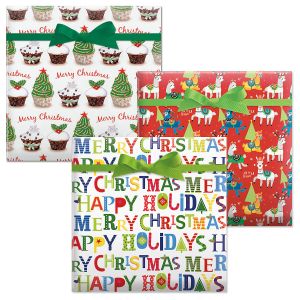 Merry Llamas/Merry Christmas/Christmas Cupcakes Jumbo Rolled Gift Wrap