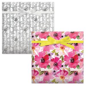 Perfect Pink/Pearl Stripe Swirls Birthday Jumbo Rolled Gift Wrap