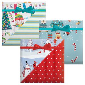 Merry & Bright/Christmas Critters/Winter Visitor Double-Sided Jumbo Rolled Gift Wrap