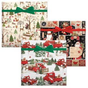 Woodland Christmas/Red Truck & Snowmen/Christmas Woods Jumbo Rolled Gift Wrap