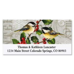 Chickadees and Holly Deluxe Christmas Address Labels