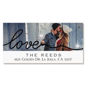 Love Black Caption Deluxe Photo Personalized Address Labels