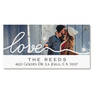 Love White Caption Deluxe Photo Personalized Address Labels