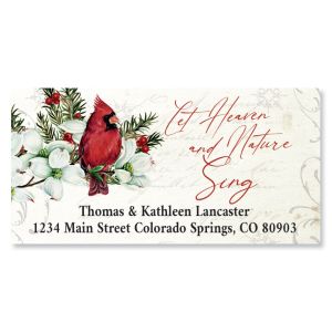 Winter Cardinals & Dogwood Deluxe Address Labels