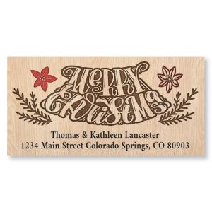 Wood Carved Christmas Deluxe Address Labels