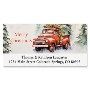 Christmas Red Truck Deluxe Address Labels