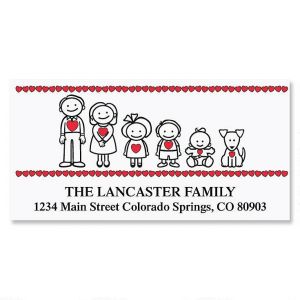 Family With Hearts Deluxe Address Labels