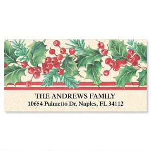 Holly Stripe Deluxe Address Labels