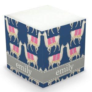 Llama Navy Personalized Sticky Memo Cube