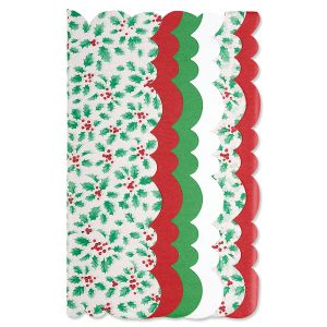 Holly Jolly Scalloped Edge Tissue Paper Sheets