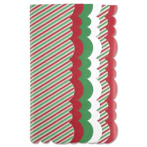 Santa Stripe Scalloped Edge Tissue Paper Sheets