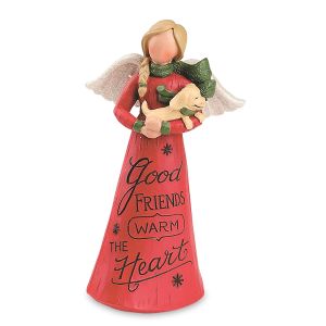 Christmas Angel Friend with Dog Figurine