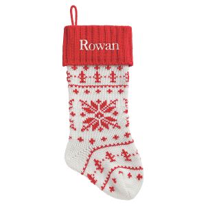 Red Cuff Snowflake Personalized Christmas Stocking