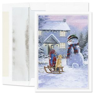 Winter Friends Deluxe Foil Christmas Cards with Foil-Lined Envelopes