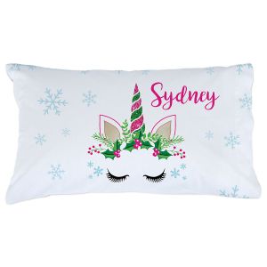 Christmas Unicorn Personalized Pillowcase