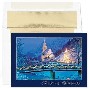 Midnight Blessing Deluxe Foil Christmas Cards with Foil-Lined Envelopes