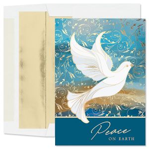 Christmas Dove Deluxe Foil Christmas Cards with Foil-Lined Envelopes