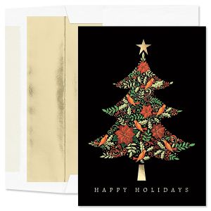 Tapestry Tree Deluxe Foil Christmas Cards with Foil-Lined Envelopes