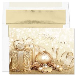 Seasonal Wish Deluxe Foil Christmas Cards with Foil-Lined Envelopes