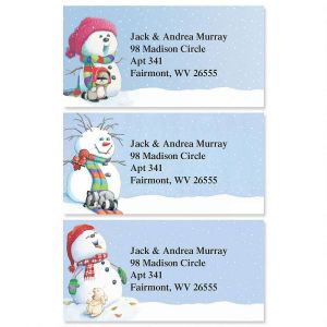 Snowman Delights Border Address Labels  (3 Designs)