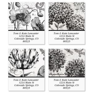 Botanical B&W Select Address Labels  (4 designs)