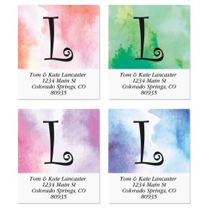 Watercolor Initial Select Address Labels  (4 Designs)
