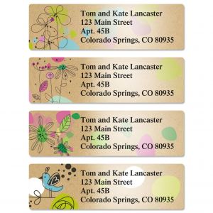 Kraft Blossoms Classic Address Labels  (4 Designs)