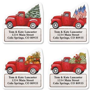 Red Trucks Diecut Address Labels (4 Designs)
