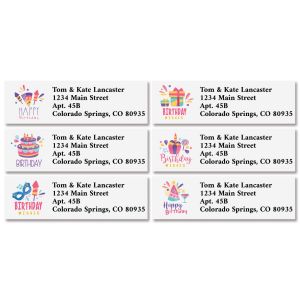 Birthday Wishes Classic Address Labels (6 Designs)