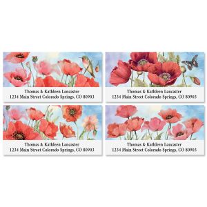 Red Spring Poppies Deluxe Address Labels (4 Designs)